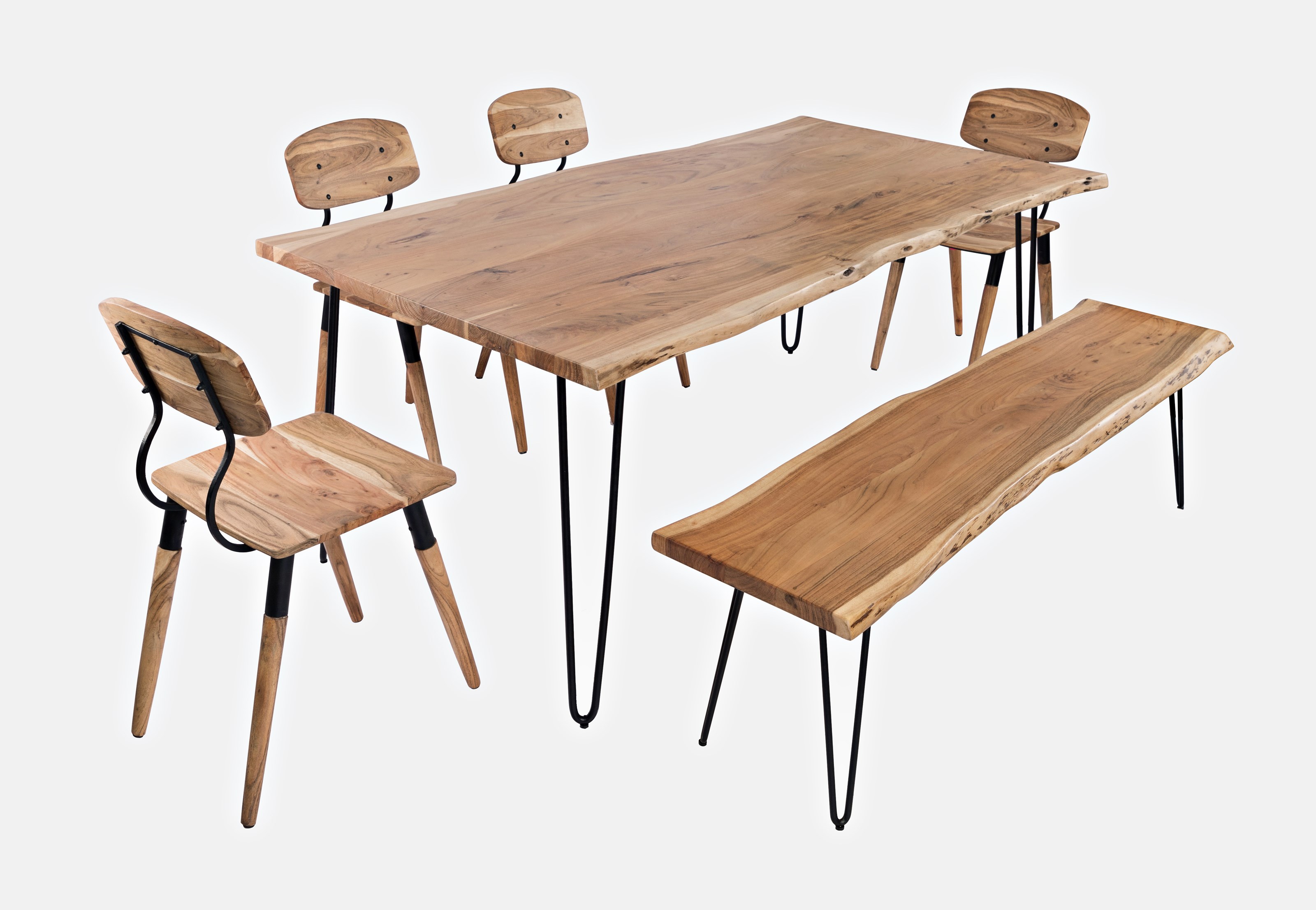 Live edge dining hotsell table set with bench